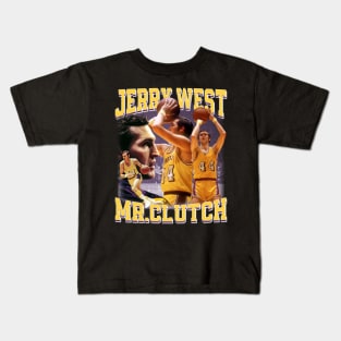 Jerry West Mr Clutch Basketball Legend Signature Vintage Retro 80s 90s Bootleg Rap Style Kids T-Shirt